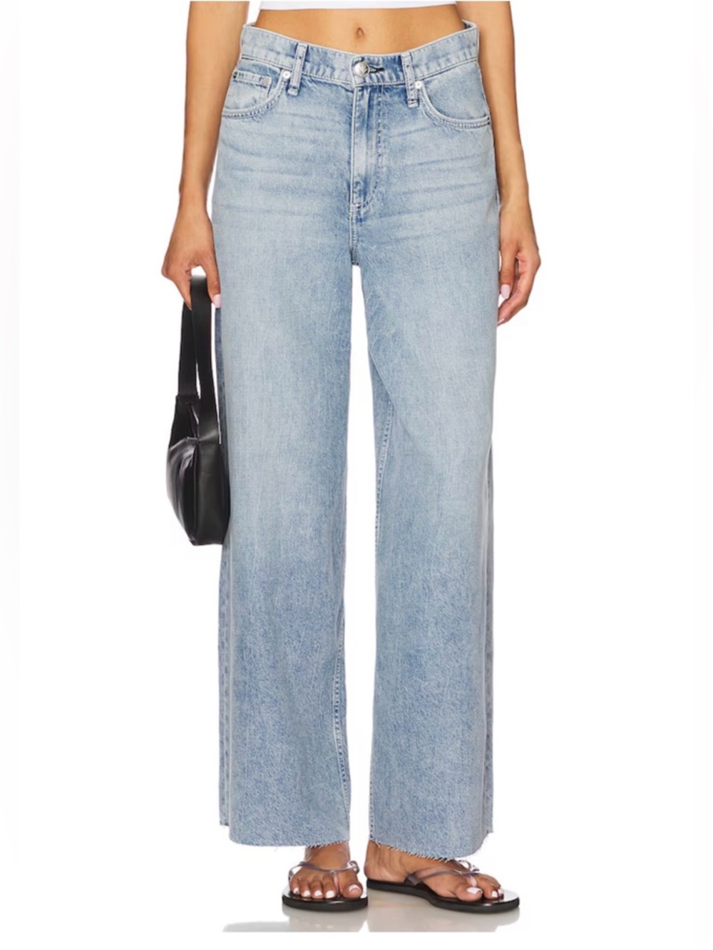 New Rag & Bone Ultra Wide Leg Sofie High Rise Feather Weight Jeans 26 Mira NWT
